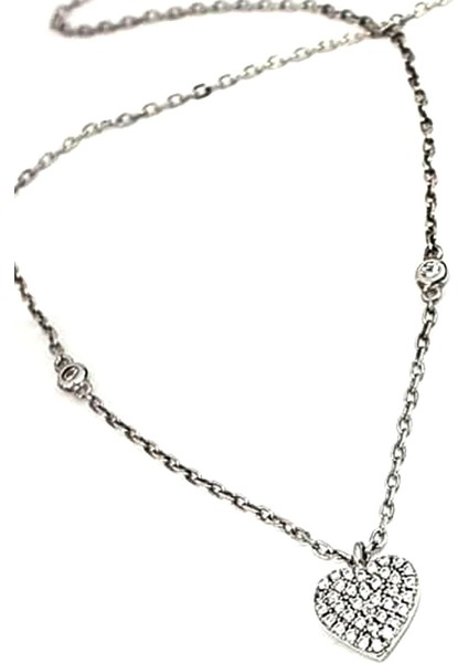 Swarovski taşlı italyan tasarımı kalp figürlü gümüş kolye