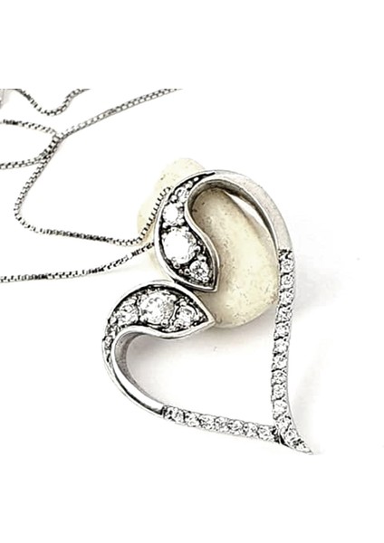 zirkon taş detaylı gümüş kalp kolye fiyatları