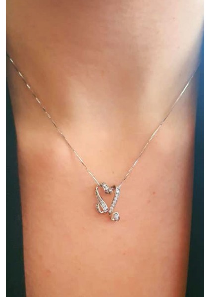 Zirkon taş detaylı gümüş kalp kolye fiyatları