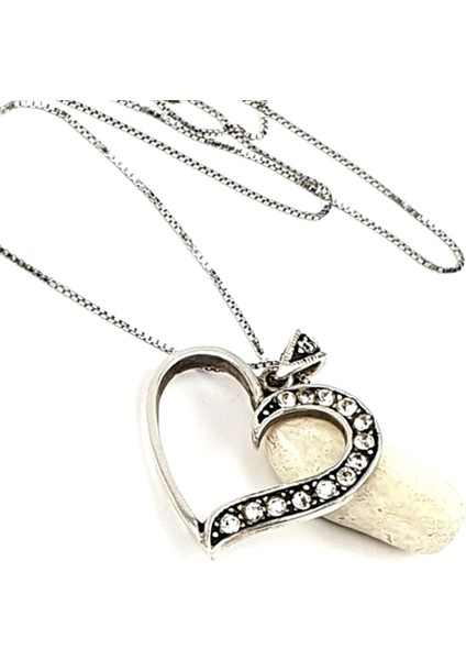 Zirkon taşlı gümüş kalp kolye fiyatları