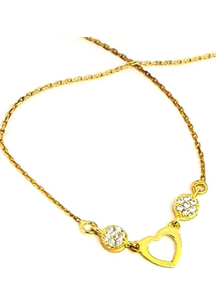 Kalp figürlü gümüş üzerine altın kaplama minimal kolye