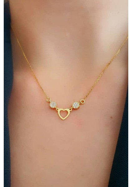 Kalp figürlü gümüş üzerine altın kaplama minimal kolye fiyatları