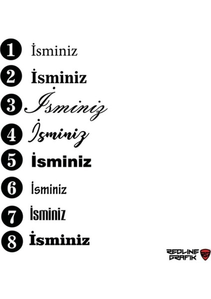 Özel Isim Yazı Oto Özel Yeni Sticker Siyah