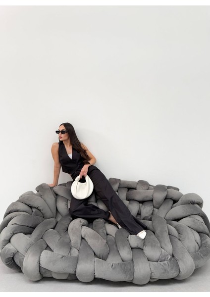 Toskana Keten Kruvaze Yaka Tek Düğmeli̇ Yelek Pantolon Takim