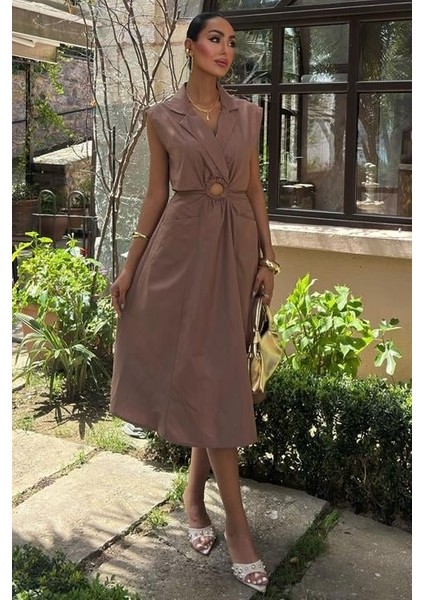 Göbeği Halka Detaylı Midi Boy Elbise 2896 fiyatları