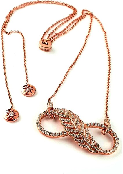 Italyan tasarımı sonsuzluk figürlü boyu ayarlanabilen asansörlü lüks şık gümüş kolye