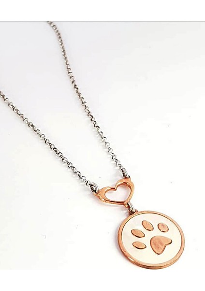 İtalyan Tasarımı Küpek Patisi Sedef Taşlı Gümüş Kolye