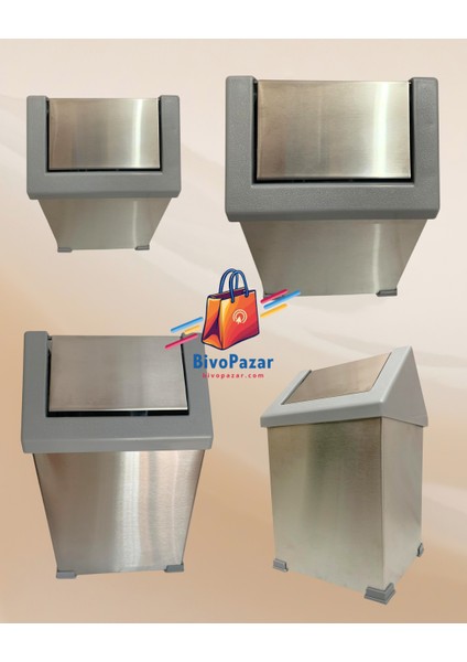 Krom Sallanır Çatı Kapaklı Çöp Kovası 6 Lt fırsatları