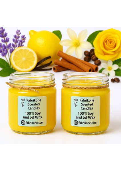 %100 Doğal Kokulu Soya Wax Mum – 40 cc – El Yapımı – Çeşitli Kokular-Sarı 3'lüset indirimleri