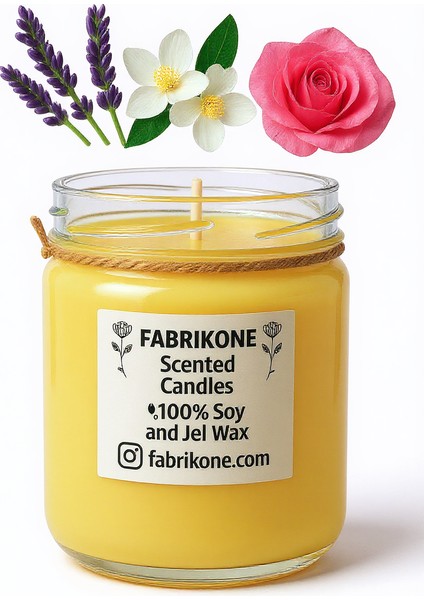%100 Doğal Kokulu Soya Wax Mum – 40 cc – El Yapımı – Çeşitli Kokular-Sarı 3'lüset