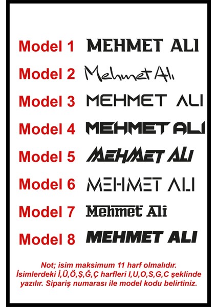 Isim Yazı Oto Özel Yeni Sticker 20*4 cm fiyatları