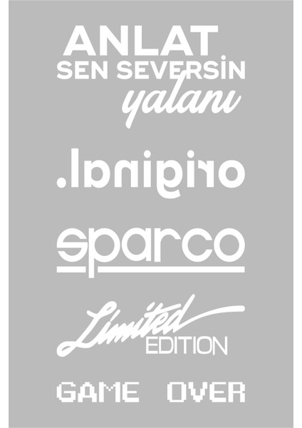 Oto Arka Cam Özel Yeni Sticker Model 24 Beyaz Renk 15*30 cm