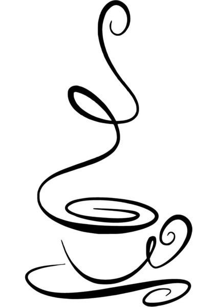 Çizgisel Kahve Bardağı Duvar Dekor Sticker 40 x 72 cm