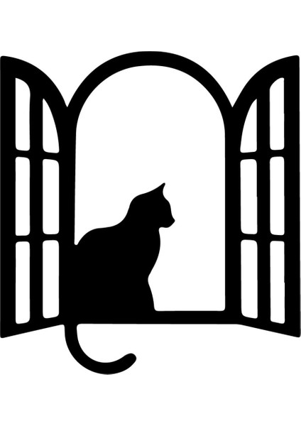 Penceredeki Kedi Sticker 10 x 11 cm