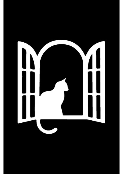 Penceredeki Kedi Sticker 10 x 11 cm modelleri