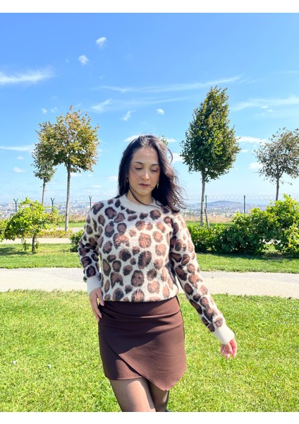 Kahverengi Kruvaze Mini Etek modelleri