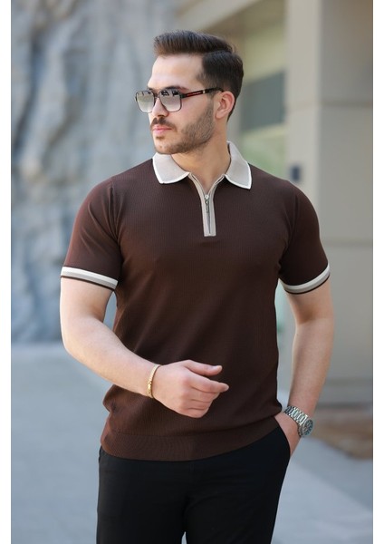 Erkek Renkli Yaka Kısa Kollu Tişört