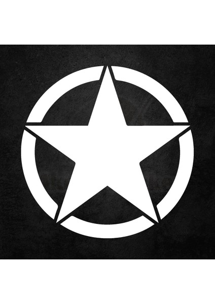 Askeri Yıldız Oto Özel Yeni Sticker Beyaz 1 Adet 30*30 cm