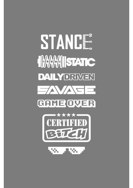 Oto Arka Cam Özel Yeni Sticker Model 23 Ingilizce Beyaz 40*20 cm