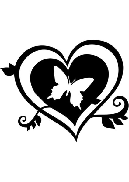 Kelebek ve Kalp Tasarım Oto Özel Yeni Sticker Kırmızı 15*15 cm fiyatları