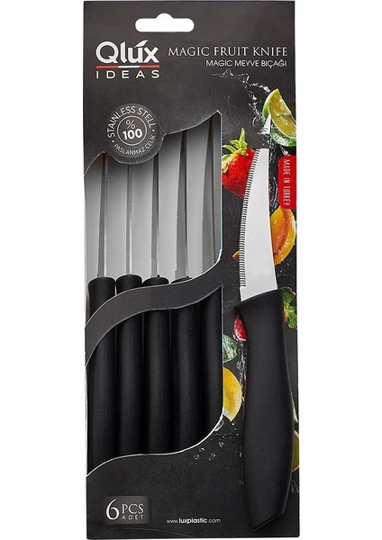 Tırtıklı Bıçak Seti 6 Adet Tırtıklı Bıçak Kahvaltı Bıçağı Et Sebze Bıçağı Qlux Bpa Içermez Paslanmaz Çelik Bıçak Seti