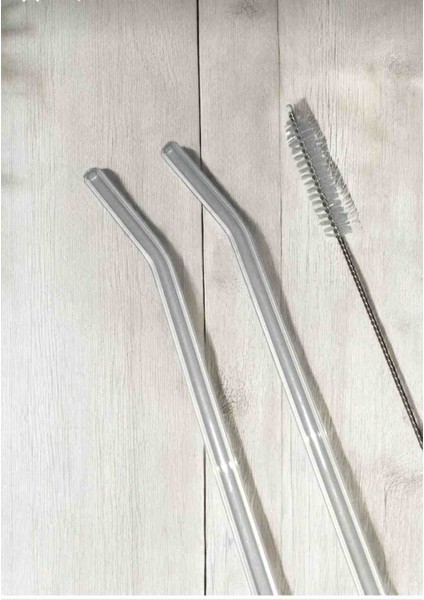 2 Adet Eğimli Cam Pipet ve Pipet Temizleme Fırçası