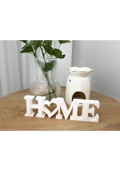 Home Yazılı Dekoratif Biblo Masaüstü Dekor - Beyaz 22 cm x 6 cm