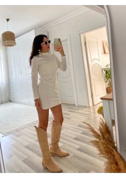 Kadın Uzun Kollu Peluş Mini Boy Elbise fırsatları