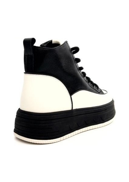 25K335 Kadın Hakiki Deri Parçalı Kısa Boyunlu Sneaker Bot modelleri