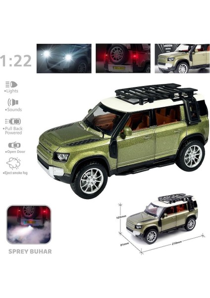 HCL-510A Çek Bırak 1:22 Sesli Ve Işıklı Buharlı DF Metal Jeep