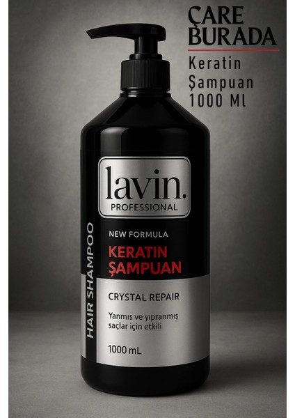 Lavin - Keratin Şampuan 1000 ml (Yanmış & Yıpranmış Saçlar)