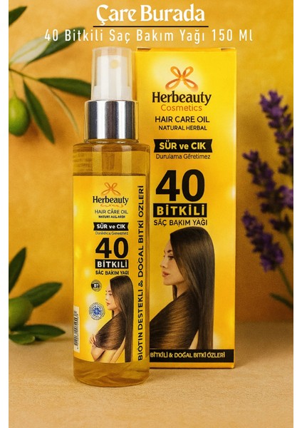 Herbeauty - 40 Bitkili Saç Bakım Yağı 150 ml (Durulama Gerektirmez)