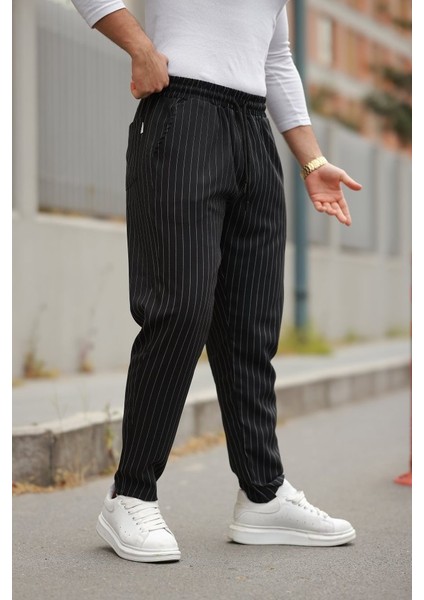 Erkek Beli Bağcıklı Çizgili Pantolon fiyatları