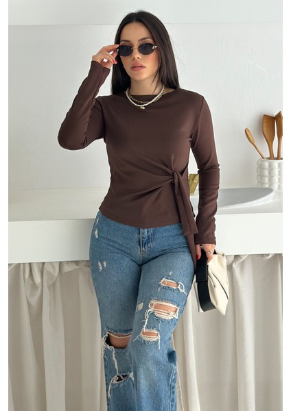Kadın Belden Bağlamalı Uzun Kollu Bluz – Minimal & Şehirli Stil fırsatları