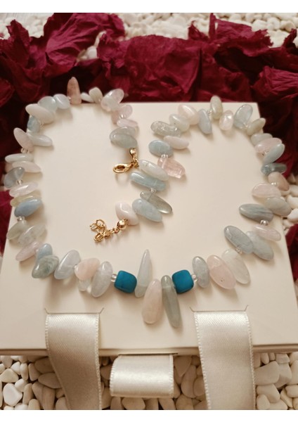 Aquamarin ve Akik Doğaltaşlı Kolye fiyatları