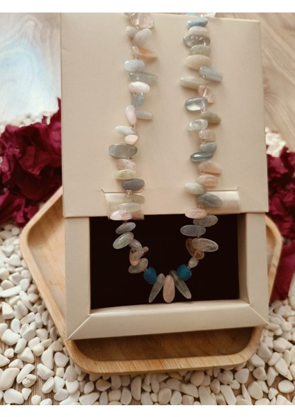 Aquamarin ve Akik Doğaltaşlı Kolye modelleri