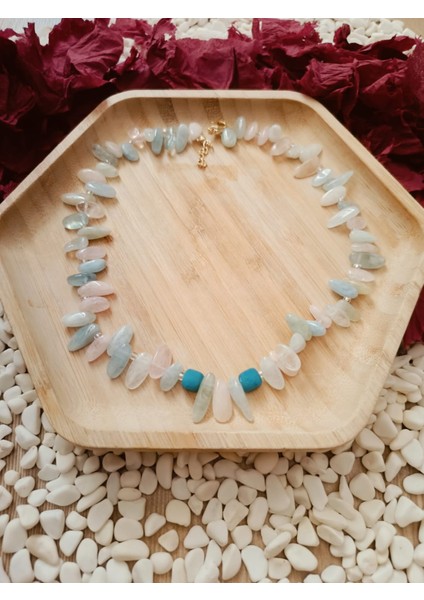 Aquamarin ve Akik Doğaltaşlı Kolye fırsatları