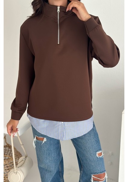 Fermuarlı Oversize Sweatshirt & Gömlek – Katmanlı Şehir Stili modelleri