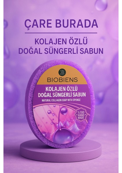Biobiens - Kolajen Özlü Doğal Süngerli Sabun 135 gr