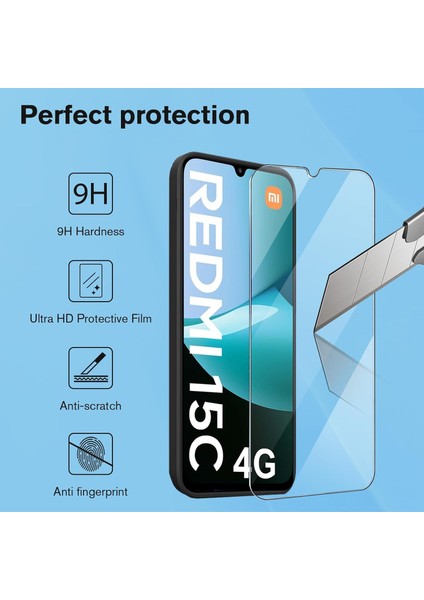 Xiaomi Redmi 15C Kılıf Kamera Korumalı Yumuşak Renkli Mat Silikon + 9h Ekran Koruyucu Cam 2in1 Set fiyatları