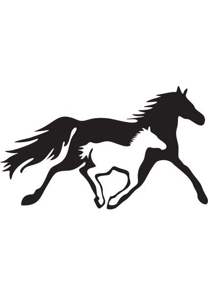 At ve Yavrusu Model 2 Oto Özel Yeni Sticker 30 x 18 cm