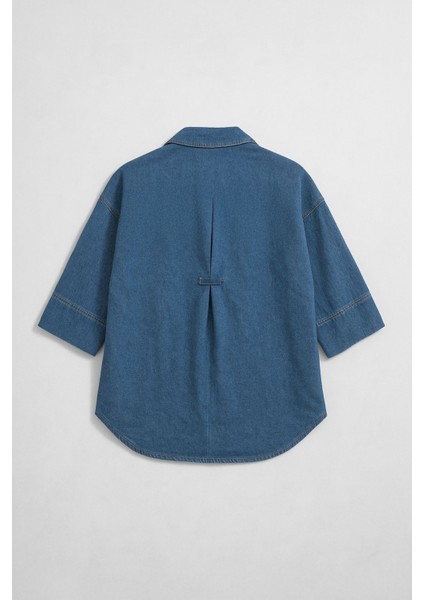 Kadın Rahat Kalıp Mavi Jean Gömlek modelleri