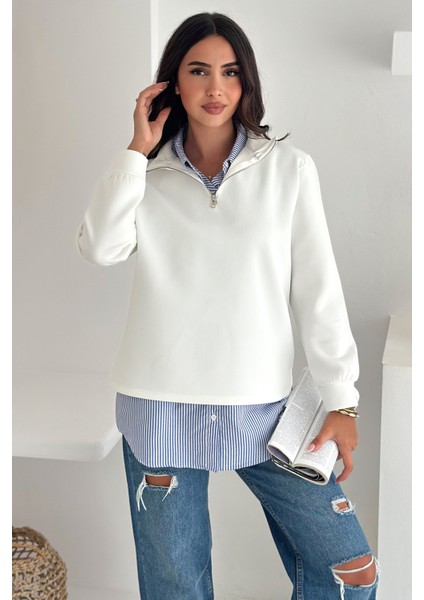 Fermuarlı Oversize Sweatshirt & Gömlek – Katmanlı Şehir Stili modelleri
