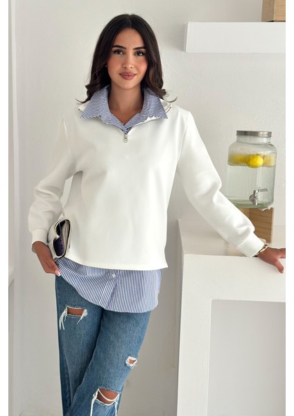 Fermuarlı Oversize Sweatshirt & Gömlek – Katmanlı Şehir Stili indirimleri