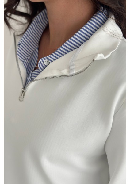 Fermuarlı Oversize Sweatshirt & Gömlek – Katmanlı Şehir Stili