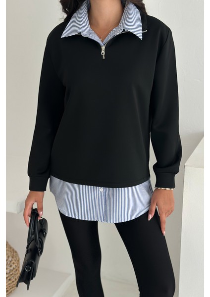 Fermuarlı Oversize Sweatshirt & Gömlek – Katmanlı Şehir Stili indirimleri
