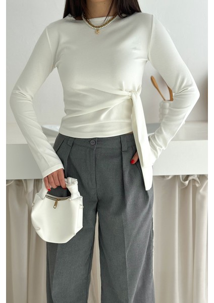 Kadın Belden Bağlamalı Uzun Kollu Bluz – Minimal & Şehirli Stil fırsatları