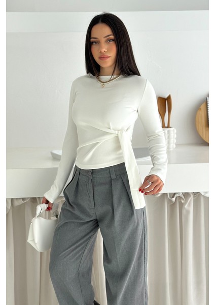 Kadın Belden Bağlamalı Uzun Kollu Bluz – Minimal & Şehirli Stil indirimleri