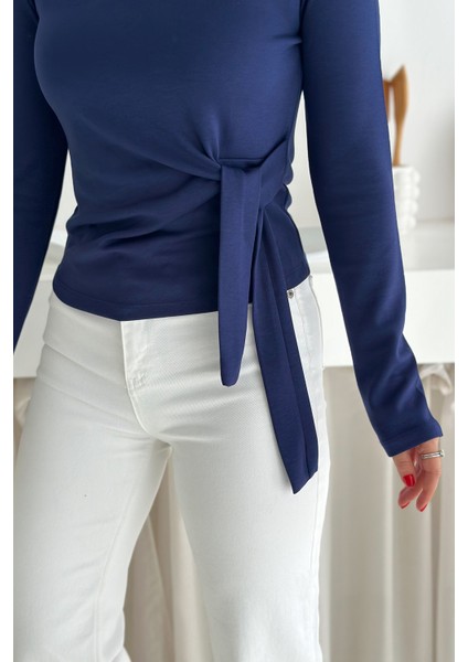 Kadın Belden Bağlamalı Uzun Kollu Bluz – Minimal & Şehirli Stil modelleri