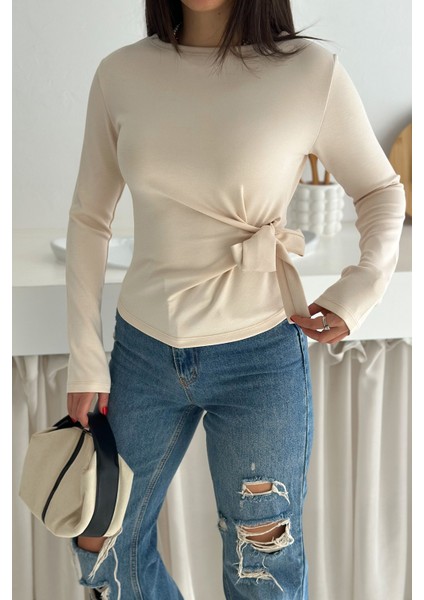 Kadın Belden Bağlamalı Uzun Kollu Bluz – Minimal & Şehirli Stil modelleri